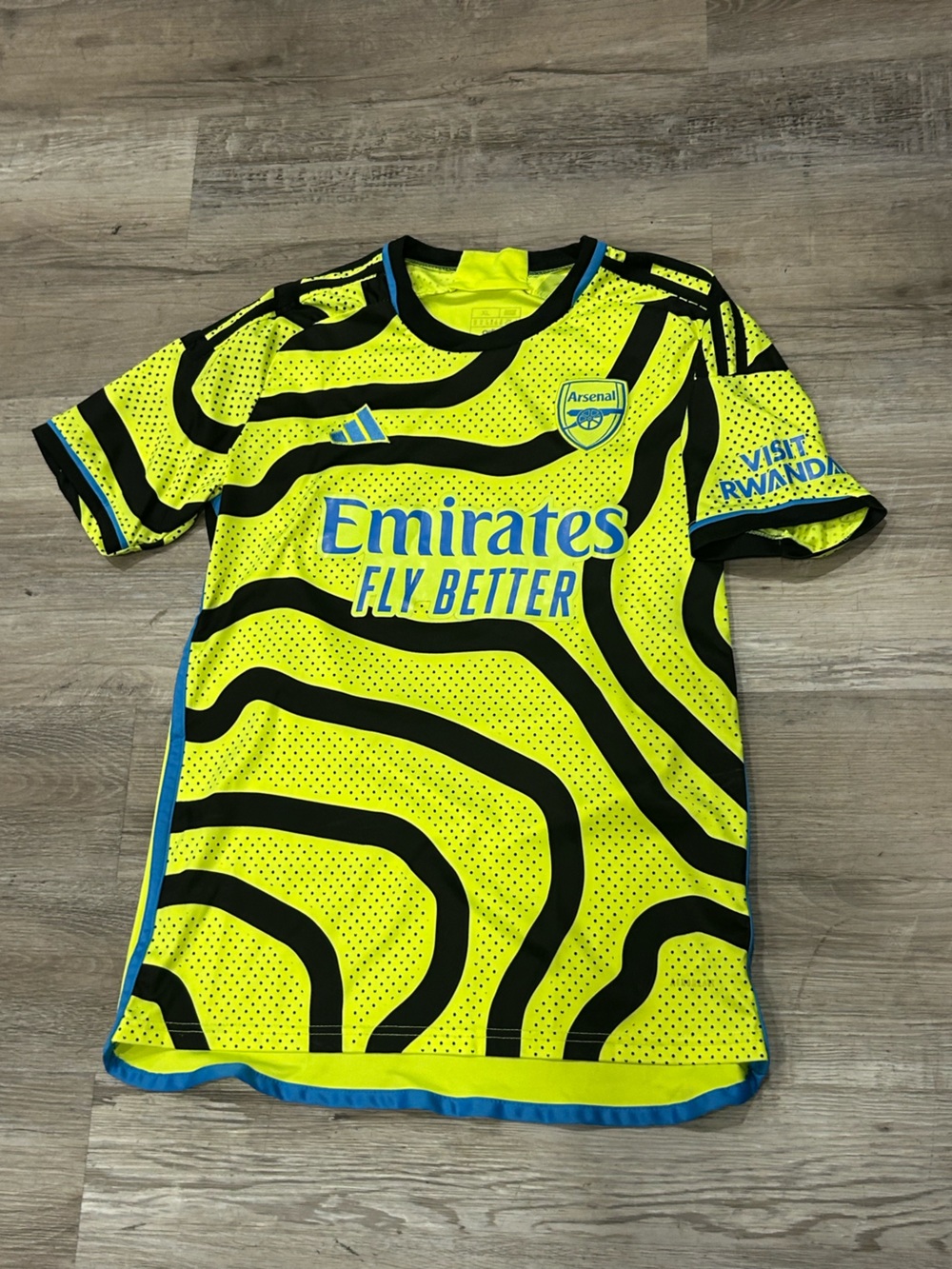 Adidas Arsenal Third Kit Jersey Neon Yellow Black Wavy Lines Soccer